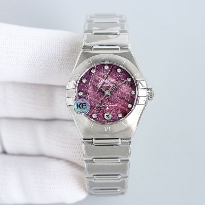 Omega 5th Constellation 29MM 8700 Movement 316L Steel Purple Dial Watch